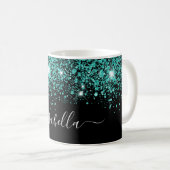 Gladiatorenskript für den aquamarinen Glitzer Kaffeetasse (VorderseiteRechts)