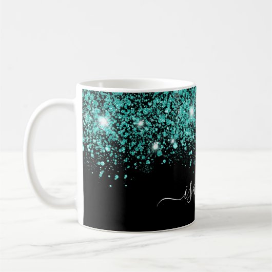 Gladiatorenskript für den aquamarinen Glitzer Kaffeetasse (Links)