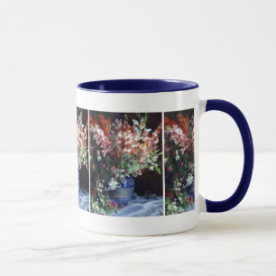 Gladiolas in einer schönen Kunst Vasen-Pierres Tasse