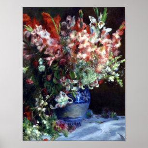 Gladiolas in einer Vase, Pierre Auguste Renoir Art Poster
