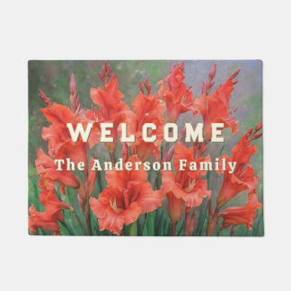 Gladioli Elegant Roter Garten Blumen Willkommen Fußmatte