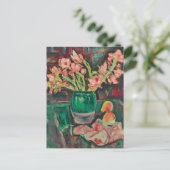 Gladioli in einer grünen Vase | George Leslie Hunt Postkarte (Stehend Vorderseite)