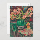 Gladioli in einer grünen Vase | George Leslie Hunt Postkarte (Vorne/Hinten)