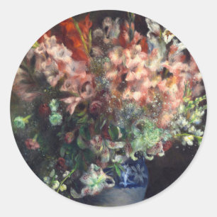Gladioli in einer Vase von Auguste Renoir Art Runder Aufkleber
