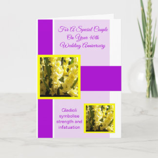 Gladioli Personalisiert 40. Hochzeitstag Karte