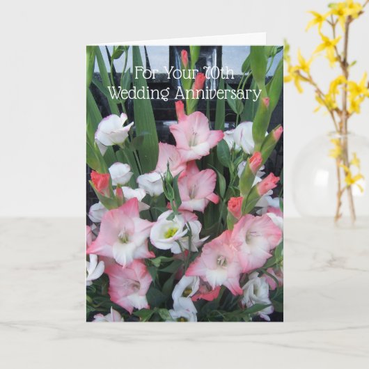 Gladioli Personalisiert 70. Hochzeitstag Karte (Gelbe Blume)