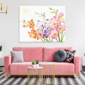 Gladiolrosa, gelb und Lila Leinwanddruck (Insitu (Wohnzimmer))