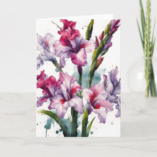 Gladiolus - Aquarellblumen Karte