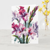 Gladiolus - Aquarellblumen Karte (Gelbe Blume)