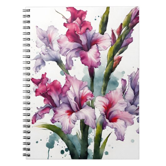 Gladiolus - Aquarellblumen Notizblock (Vorderseite)
