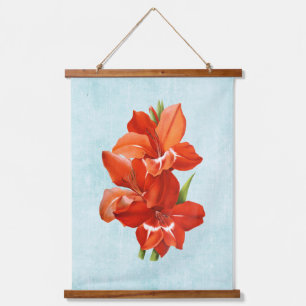 Gladiolus auf dem Alter Denim Wandteppich Mit Holzrahmen