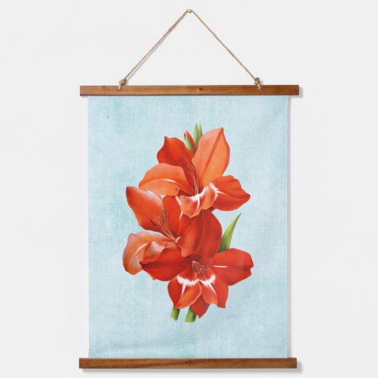Gladiolus auf dem Alter Denim Wandteppich Mit Holzrahmen (Vorderseite)