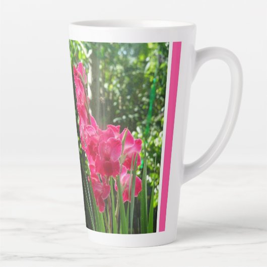 Gladiolus Blume Collage Latte Tasse (Rechts)