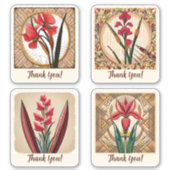 Gladiolus Blume Groovy Retro Personalisiert Aufkleber (Vorderseite)