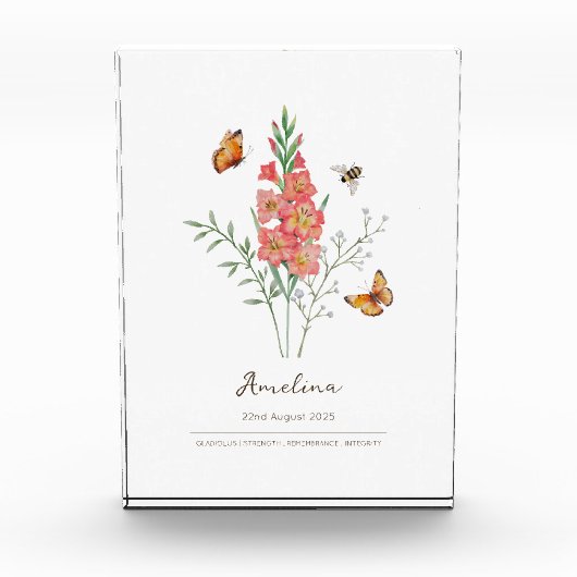 Gladiolus-Geburtsmonatsblume Fotoblock (Vorderseite)