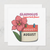 Gladiolus - Geburtsstunde Blume für August Einladung (Vorne/Hinten)