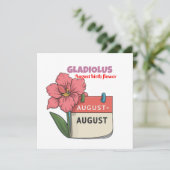 Gladiolus - Geburtsstunde Blume für August Einladung (Stehend Vorderseite)