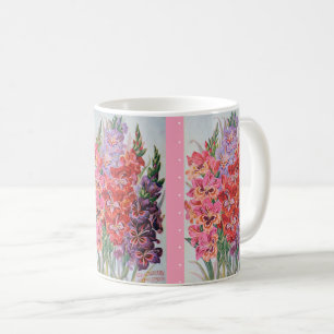 Gladiolus Glad Coffee Vintage Etikett Blumen Tasse