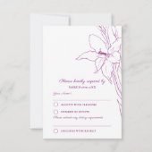 Gladiolus-lila-Maulbeerhochzeit RSVP Karte (Rückseite)