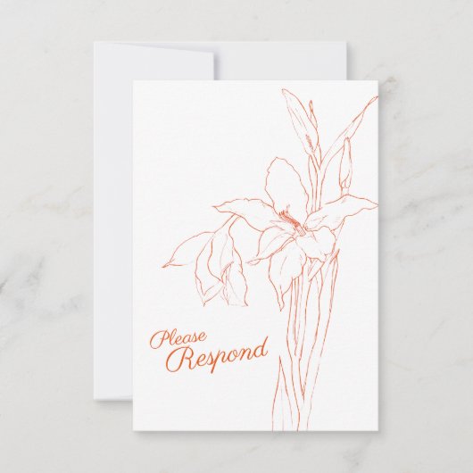 Gladiolus line art botanic UAWG wedding RSVP Karte (Vorderseite)