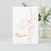 Gladiolus line art botanic UAWG wedding RSVP Karte (Stehend Vorderseite)