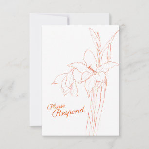 Gladiolus line art botanic UAWG wedding RSVP Karte