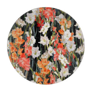 Gladiolus mehrfarbig: Watercolo mit schwarzem Hint Schneidebrett