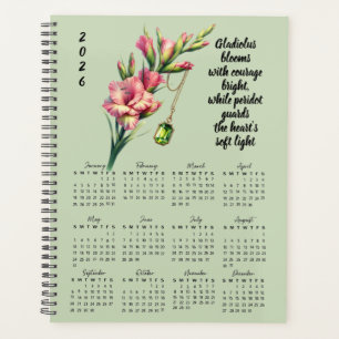 Gladiolus & Peridot August-Verse – 2026 Volljahr Planer