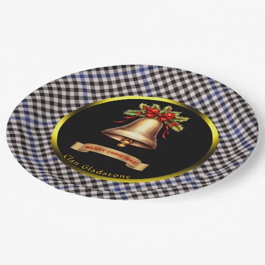 Gladstone Tartan Personalisierte Weihnachten Pappteller (Schrägansicht)