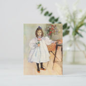 Gladys mit rosa Rose Postkarte (Stehend Vorderseite)