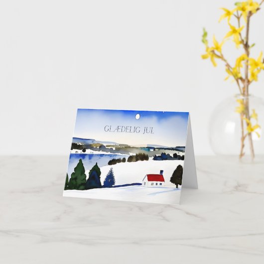 Glædelig jul., Dänisch Karte (Gelbe Blume)