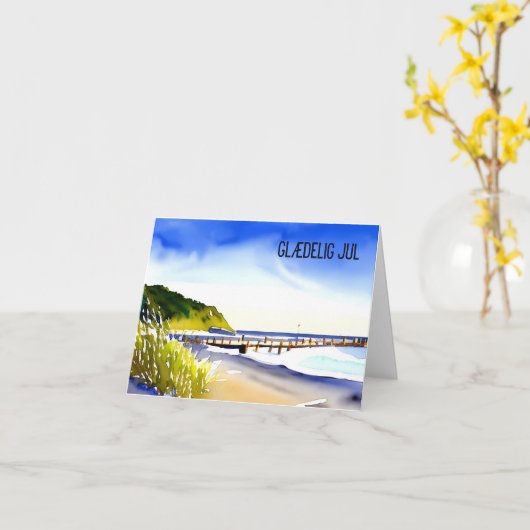 Glædelig jul., Dänisch Karte (Gelbe Blume)