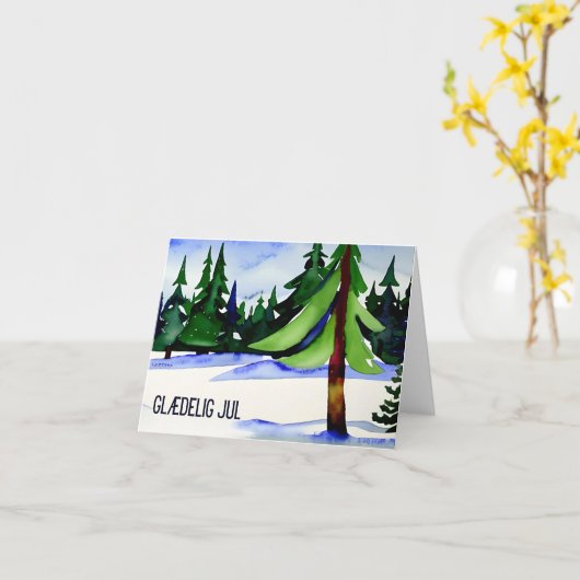 Glædelig jul., Dänisch Karte (Gelbe Blume)