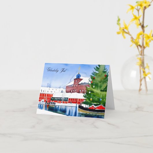 Glædelig jul., Dänisch Karte (Gelbe Blume)