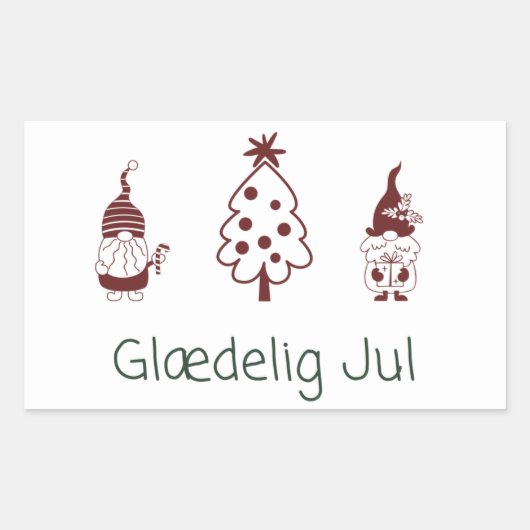 Glædelig jul, Danish Happy Christmas Rechteckiger Aufkleber (Vorderseite)