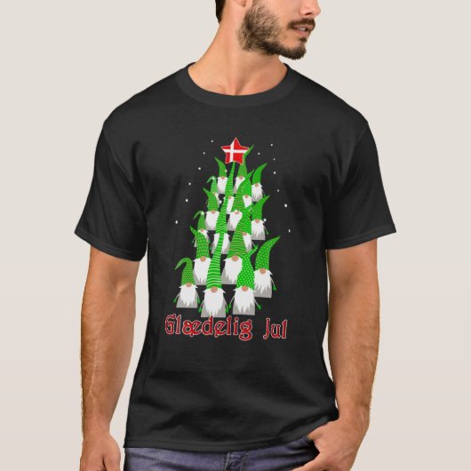 Glaedelig Jul Danish Star Christmas Tree T-Shirt (Vorderseite)