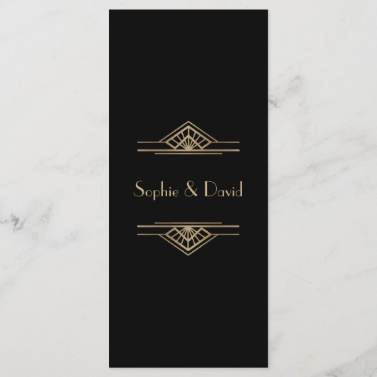 Glam 1920's Great Gatsby Art Deco Wedding Menu Menükarte (Rückseite)