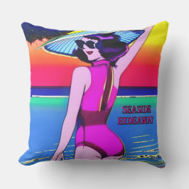 Glam 1950er Bade Girl Editable Text Kissen