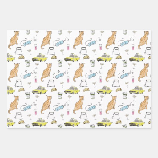 Glam 1960er Tiara Cocktail Party Retro Midjahrhund Geschenkpapier Set (Vorderseite 3)