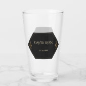 Glam 20s Gold und Black Art Deco Monogramm Glas (Rückseite)
