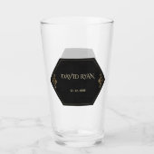 Glam 20s Gold und Black Art Deco Monogramm Glas (Vorderseite)