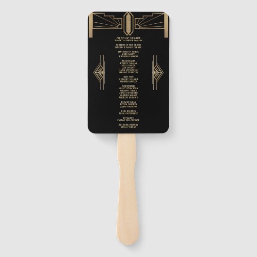 Glam 20's Great Gatsby Art Deco Wedding Programm Fächer (Rückseite)