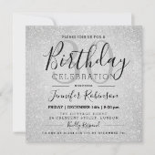 Glam 30. Geburtstag Silver Glitzer Paint Einladung (Vorderseite)