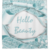 Glam 3D Frame Blue OCEAN Aqua HELLO Girly Duschvorhang (Vorderseite)