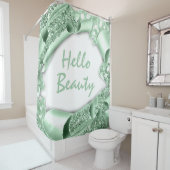 Glam 3D Frame Mint GREEN GLITZER HELLO Girly Duschvorhang (Beispiel)