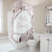 Glam 3D Frame ROSE GOLD GLITZER HELLO Girly Duschvorhang (Beispiel)