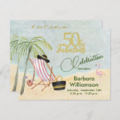 Glam 50 & Fabulous Beach Scene Party Einladung (Vorne/Hinten)