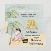 Glam 50 & Fabulous Beach Scene Party Einladung (Vorne/Hinten)