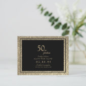 Glam 50 & Fabulous Gold Glitzer Save the Date Post Postkarte (Stehend Vorderseite)