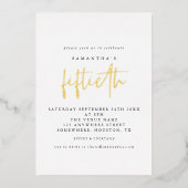 Glam 50. Geburtstagsparty Skript White Real Folieneinladung (Vorderseite)